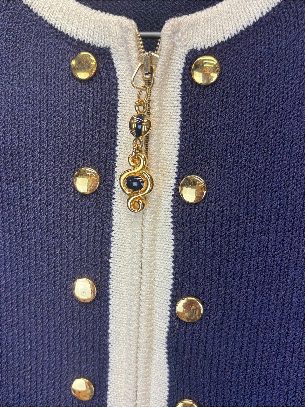 Vintage St John Navy Blue Skirt Suit Set Sz 4 Nautical Old Money Gold Buttons - Picture 4 of 16